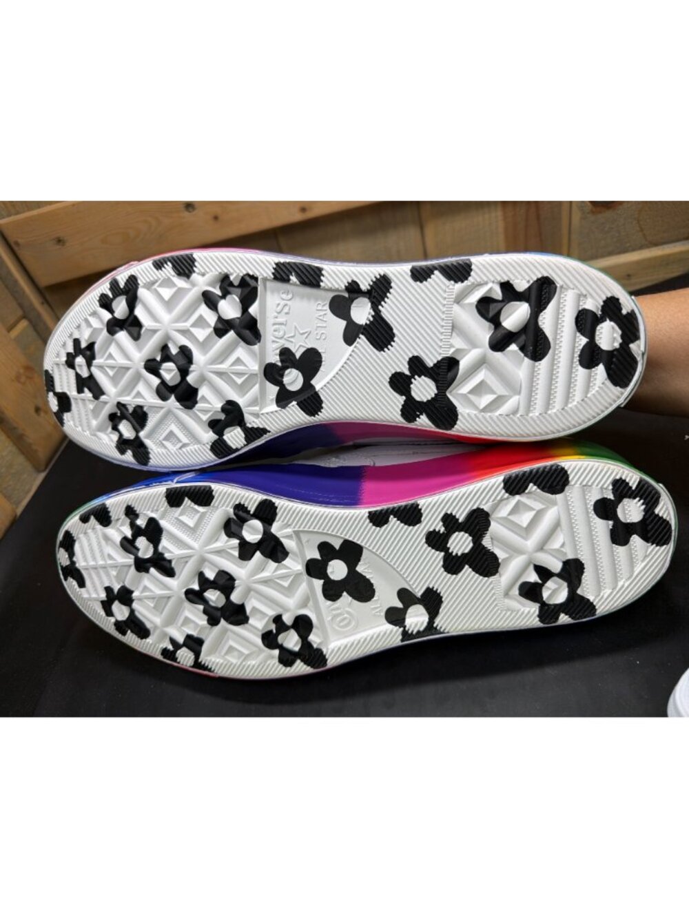 Converse x GOLF le FLEUR One Star Rainbow White Leather Shoes Mens 11 Womens 13 - Picture 10 of 11